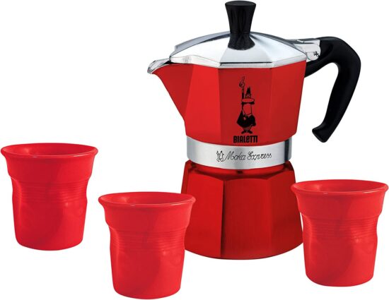 Bialetti Dárkový set Bialetti moka express 3 porce + 3 šálky